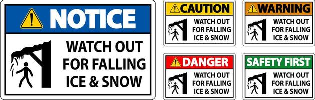 Caution Sign Watch Out For Falling Ice And Snow vector