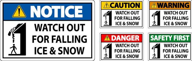 Caution Sign Watch Out For Falling Ice And Snow vector