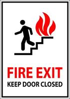 Warning Sign Fire Exit Keep Door Closed vector