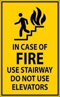 Caution Sign In Case of Fire Use Stairway Do Not Use Elevators vector