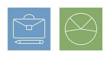 briefcase and pie chart analysis Icon vector