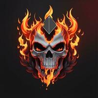 head skull fire mascot and esport gaming logo, AI generated photo