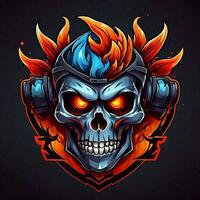 head skull fire mascot and esport gaming logo, AI generated photo