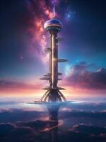 tower in the sky, AI generated. photo