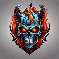 head skull fire mascot and esport gaming logo, AI generated photo