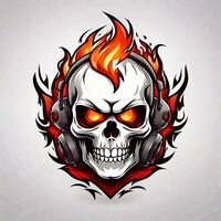 head skull fire mascot and esport gaming logo, AI generated photo