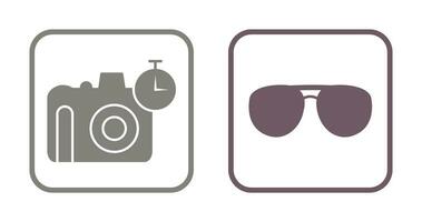 lentes y Temporizador en cámara icono vector