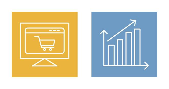 ecommerce website and rising statistics Icon vector
