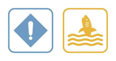 caution sign and dangerous shark  Icon vector