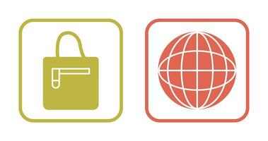 handbag and globe  Icon vector