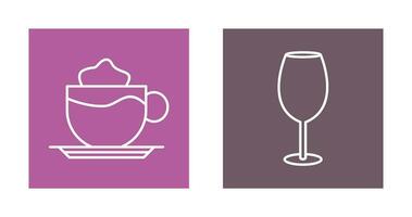 latté y vino vaso icono vector