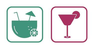 coconut drink and cocktail drink  Icon vector