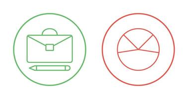 briefcase and pie chart analysis Icon vector