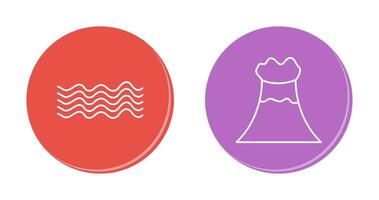 magnetic waves and volcano Icon vector