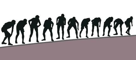 Silhouettes of athletes running from a high start. Running, cross, sprinting, jogging, walking vector