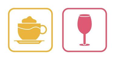 latté y vino vaso icono vector