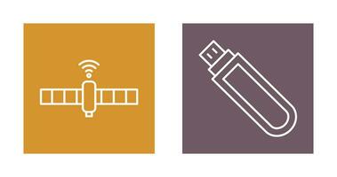 satelllite and usb drive Icon vector