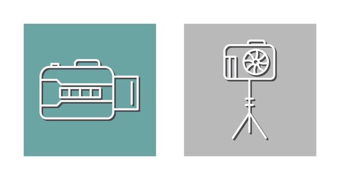 open camera and camera stand  Icon vector