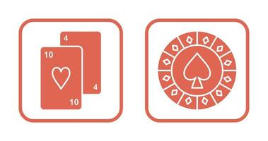 playing cards and spade chips Icon vector