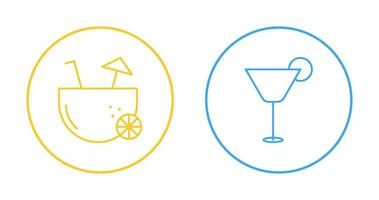 coconut drink and cocktail drink  Icon vector