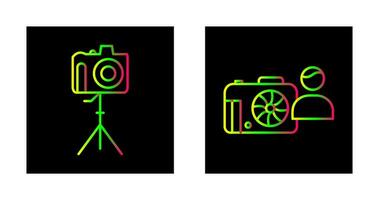 cámara en estar y fotógrafo icono vector