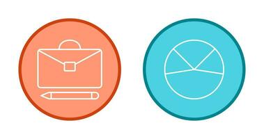 briefcase and pie chart analysis Icon vector