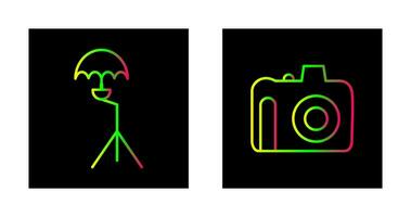 umbrella stand and dslr camera Icon vector