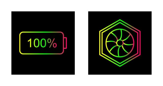 lleno batería y hexagonal diafragma icono vector