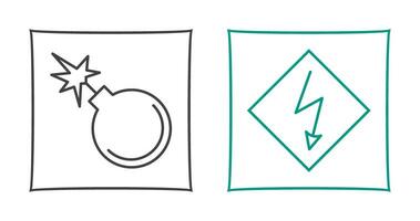 danger of explosion and high voltages  Icon vector