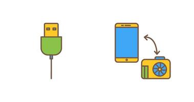 usb cable and transfer images Icon vector