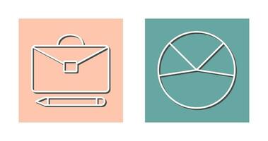 briefcase and pie chart analysis Icon vector