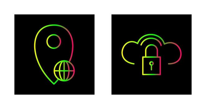 global ubicación y seguro nube icono vector