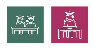 Students Sitting and Female Student Icon vector