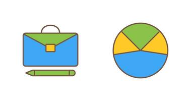 briefcase and pie chart analysis Icon vector
