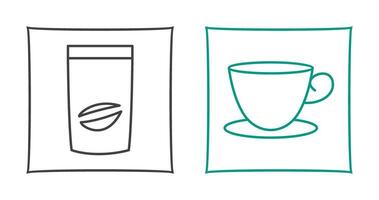 café bolso y té taza icono vector