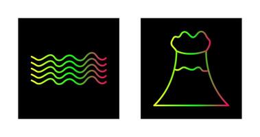 magnetic waves and volcano Icon vector