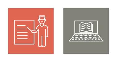 Online Books and Male Presenter Icon vector