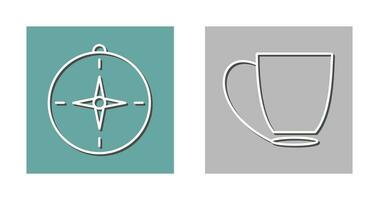 compass and coffee cup Icon vector