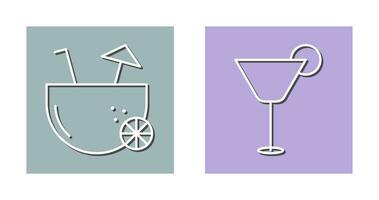 coconut drink and cocktail drink  Icon vector