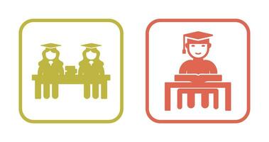 Combined Study and Studying on Desk Icon vector