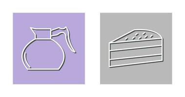 cake slice and coffee pot  Icon vector