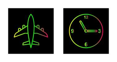 avión y hora icono vector
