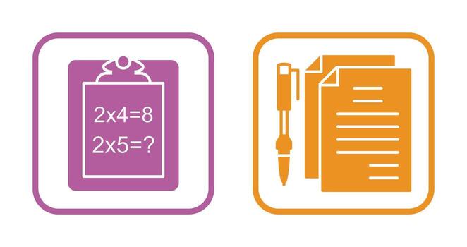 Solving Question and Document and Pen Icon vector