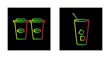 two coffees and Iced Coffee Icon vector