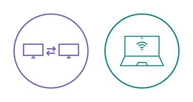 sharing system and connected laptop Icon vector