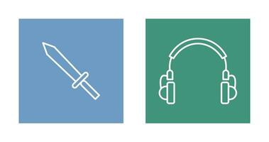 Headphones and Sword Icon vector