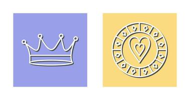 king crown and heart chip Icon vector