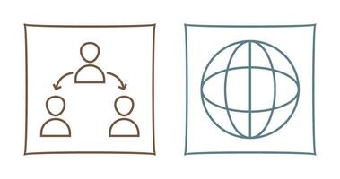 connected user and globe Icon vector