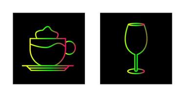 latté y vino vaso icono vector