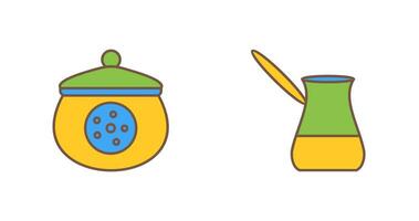 cookie jar and cezve Icon vector